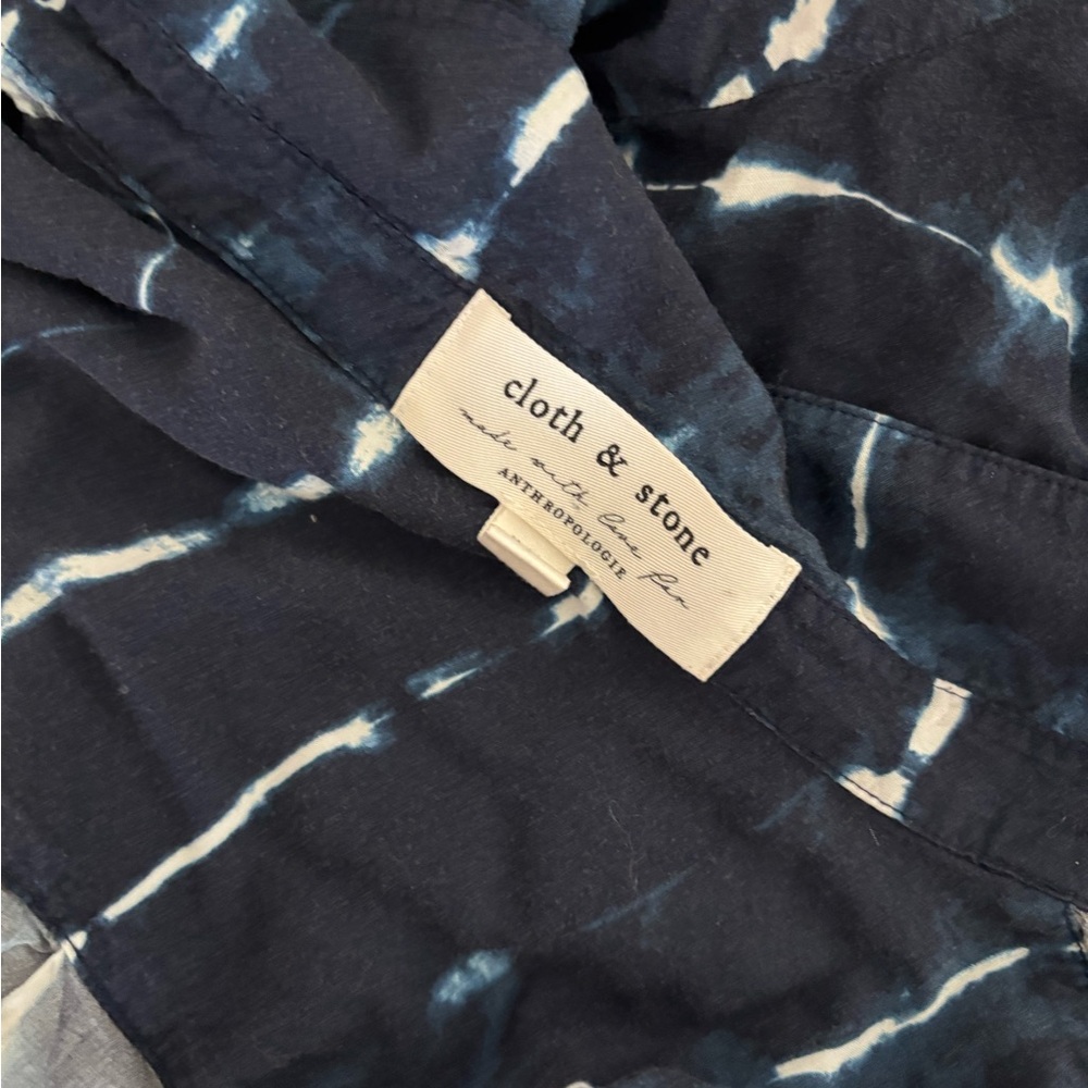 Cloth & Stone Navy Tie-Dye Blouse Anthropologie